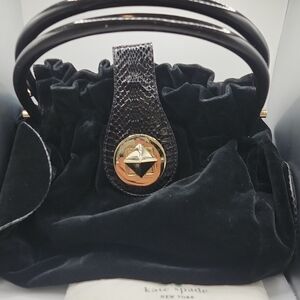 Kate Spade Black Velvet Mini Bag with Gold Accent